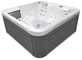 Minipiscina Pluto alb lucios, Wellis, MyLine, sistem stereo myMusic, 5 locuri, 200x200 cm