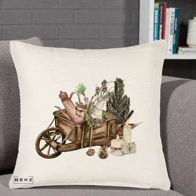 Perna Decorativa Roaba Rustica de Craciun, 40x40 cm, Crem Reliefat, Husa Detasabila, Perna Inclusa, BEKZ®