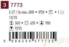 Candelabru 3 brate diametru 65cm Dorothea 7773 RX