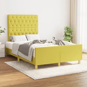 Cadru de pat cu tablie, verde, 120x200 cm, textil Verde, 120 x 200 cm, Design cu nasturi