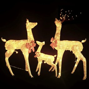 Decoratiune de Craciun familie reni, 201 LED-uri, auriu Auriu, 1