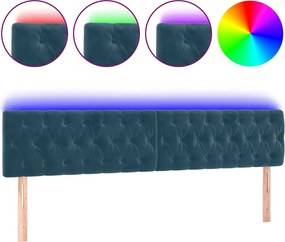 vidaXL Tăblie de pat cu LED, albastru închis, 200x7x78/88 cm, catifea