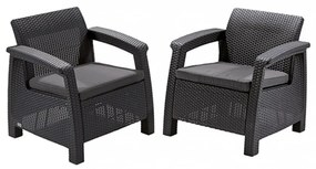 Set fotolii Corfu duo, culoare grafit, cu pernă gri deschis