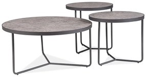 Set 3 buc. masă de cafea metalică Dania (Gri). 1050095
