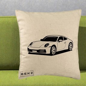 Perna Personalizata Porsche 911 Silueta, 40x40 cm, Bej, Husa Detasabila, Perna Inclusa, BEKZ®