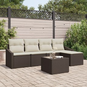 vidaXL Set de canapele pentru grădină 6 pcs Maro Rattan poli