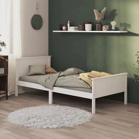 322181 vidaXL Cadru de pat, alb, 90x200 cm, lemn masiv de pin