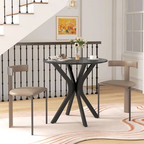 HOMCOM Masa de bucatarie rotunda, Design modern, 78 cm x 78 cm x 75 cm, Negru | Aosom Romania