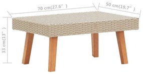 Set mobilier de gradina cu perne, 4 piese, bej, poliratan Bej, Canapea cu 2 locuri + 2x fotoliu + masa, 1
