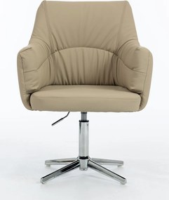 HR840CROSS Scaun Crem Piele Ecologica Premium Soft cu Bază Cromata