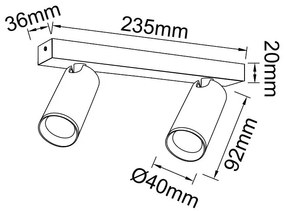 Plafoniera cu 2 spoturi GU10 directionabile NAZARE negru