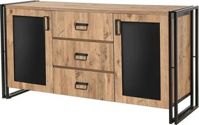 Comoda Arcas Tonya, pin atlantic/negru, PAL melaminat, 160x45x80 cm