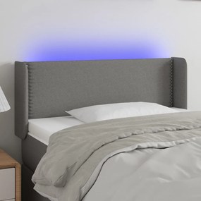 3123071 vidaXL Tăblie de pat cu LED, gri închis, 83x16x78/88 cm, textil