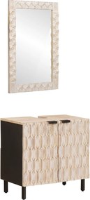 vidaXL Seturi de baie cu ușă Finisaj Alb Spălat Lemn de mango solid