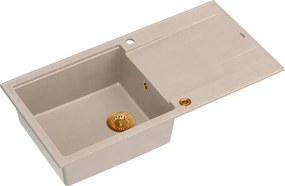 Chiuveta compozit incastrata Quadron Unique Evan 146 XL bej - cupru 100x50 cm