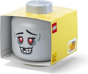 Cutie de depozitare pentru copii gri din plastic ø 24x27 cm Head Zombie L – LEGO®