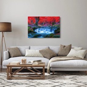 Tablou - Cascada în pădurea roșie (90x60 cm)