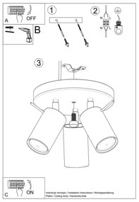 Spot RING 3xGU10/40W/230V negru Sollux SL.1016