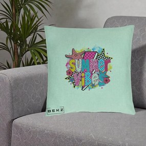 Perna Decorativa Summer Vibes Colorata, 40x40 cm, Verde Menta, Husa Detasabila, Perna Inclusa, BEKZ®