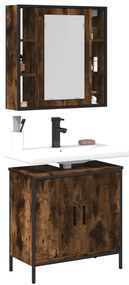 vidaXL Set mobilier de baie, 2 piese, stejar fumuriu, lemn prelucrat