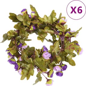 vidaXL Ghirlande de flori, 6 buc., violet deschis, 215 cm