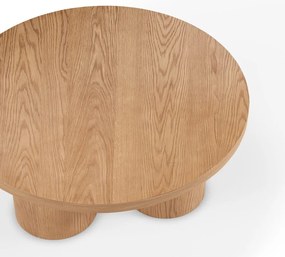 Măsuță de cafea în culoare naturală rotundă cu aspect de lemn de stejar ø 100 cm Arancha – MOME