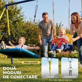 AIYAPLAY Cadru pentru Leagăn de Grădină pentru Copii, Structură din Oțel, Anti-UV, Impermeabil, Suportă 150 kg, cu 4 Cârlige pentru Leagăn Tip Cuib, Leagăn în U, Scară, 260x160x178 cm, Albastru | Aosom Romania