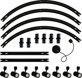 Sistem modern de iluminat pe șine cu 8 spoturi negre, monofazat, oval, 200 cm - Iconic Jeana