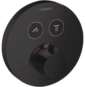 Baterie termostatata incastrata, pentru 2 consumatori, negru mat Negru mat