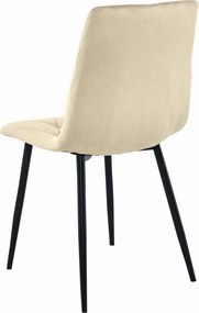OFERTA Scaun de sufragerie din catifea bej deschis LIBRA cu picioare negre II. calitate