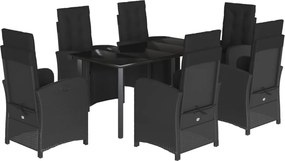 vidaXL Set mobilier de grădină cu perne, 7 piese, negru, poliratan
