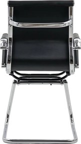 Scaun vizitator negru OFF 806 din piele ecologică și cadru cromat tip sanie