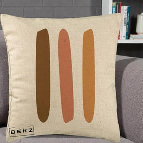 Perna Decorativa Abstract Linii Terracotta, 40x40 cm, Bej, Husa Detasabila, Perna Inclusa, BEKZ®