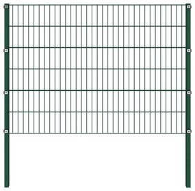 vidaXL Panou de gard cu stâlpi din fier, verde, 176,5x120 cm