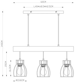 Globo 15326-3N - Lustră pe cablu MINA 3xE27/40W/230V