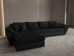 Colțar extensibil dumonde cu ladă de depozitare si sezut confortabil din spuma high-density, Loana XL Enjoy Negru 335x185 cm