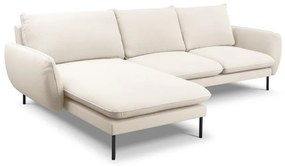 Coltar tapitat Vienna 5 locuri plusat/picioare negre – L255 x l170 x h95