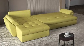 Colțar extensibil dumonde cu ladă de depozitare si sezut confortabil din spuma high-density, Loana XL Enjoy Verde II 335x185 cm