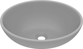 vidaXL Chiuvetă lux, gri deschis mat, 40x33 cm, ceramică, formă ovală