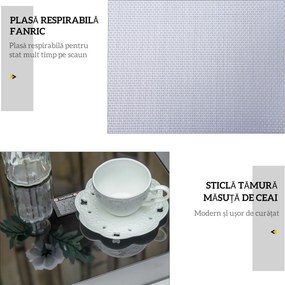 Outsunny Set 2 Sezlonguri de Gradina si 1 Masuta cu Raft din Sticla Negru | Aosom Romania