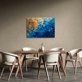 Tablou pe sticlă - Pictura albastru-auriu (70x50 cm)