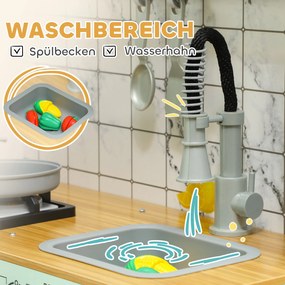 AIYAPLAY Bucătărie pentru joacă, set de bucătărie cu tablă, hotă, efecte realiste de lumină și sunet, ustensile de bucătărie | Aosom Romania