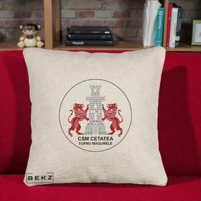 Perna Personalizata CSM Cetatea Turnu Magurele Fotbal, 40x40 cm, Bej Canapea, Husa Detasabila, Perna Inclusa, BEKZ®