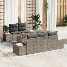 vidaXL Set de canapele de grădină , 6 piese, cu perne, ratan gri, acacia