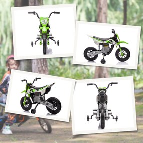 AIYAPLAY Motocicleta Electrică Copii pentru copii 3-6 ani cu 2 motoare, 2.4-5 km/h, 107x56x70 cm, verde | Aosom Romania