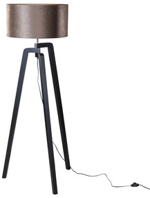 Lampă de podea neagră cu abajur din catifea maro 50cm - Puros