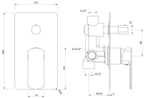 Sapho Mixona - baterie de duș încastrată, crom lucios