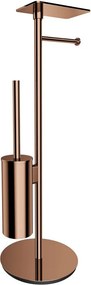 Suport hartie freestanding Omnires Modern Project cu spatiu pentru perie si raft finisaj cupru lucios