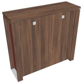 Dulap mediu Verno+ S 140 x 46 x 130 cm, nuc / roșu