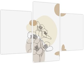 Tablou - Flori bej cu fluture N⁰4 (90x60 cm)